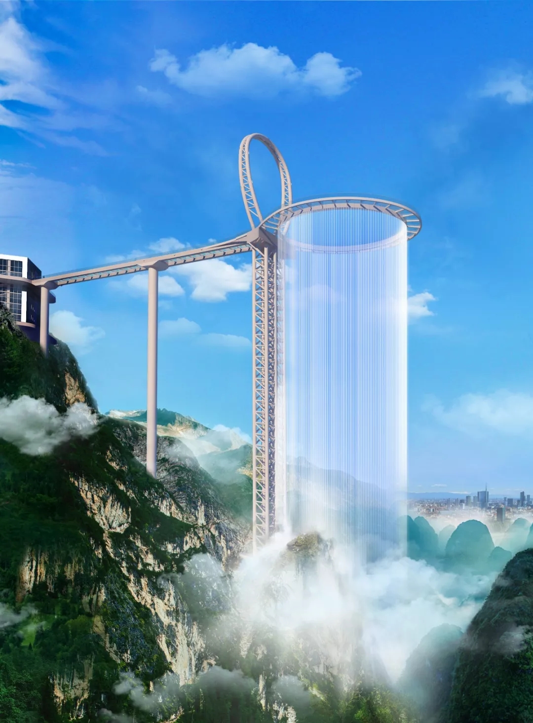 清远黄腾峡天门悬廊正式开放，泛起天下首创峡谷高空音乐灯光秀